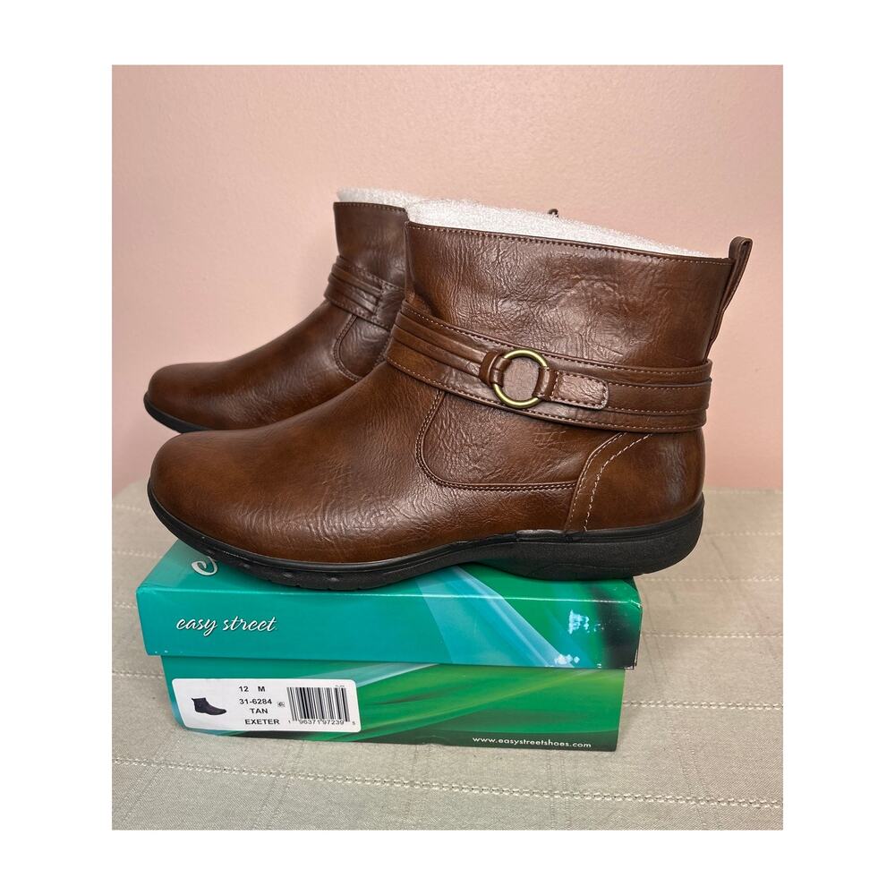 Easy Street Exeter Women's Tan Comfort Ankle Bootie Removable Insole Size 12 M